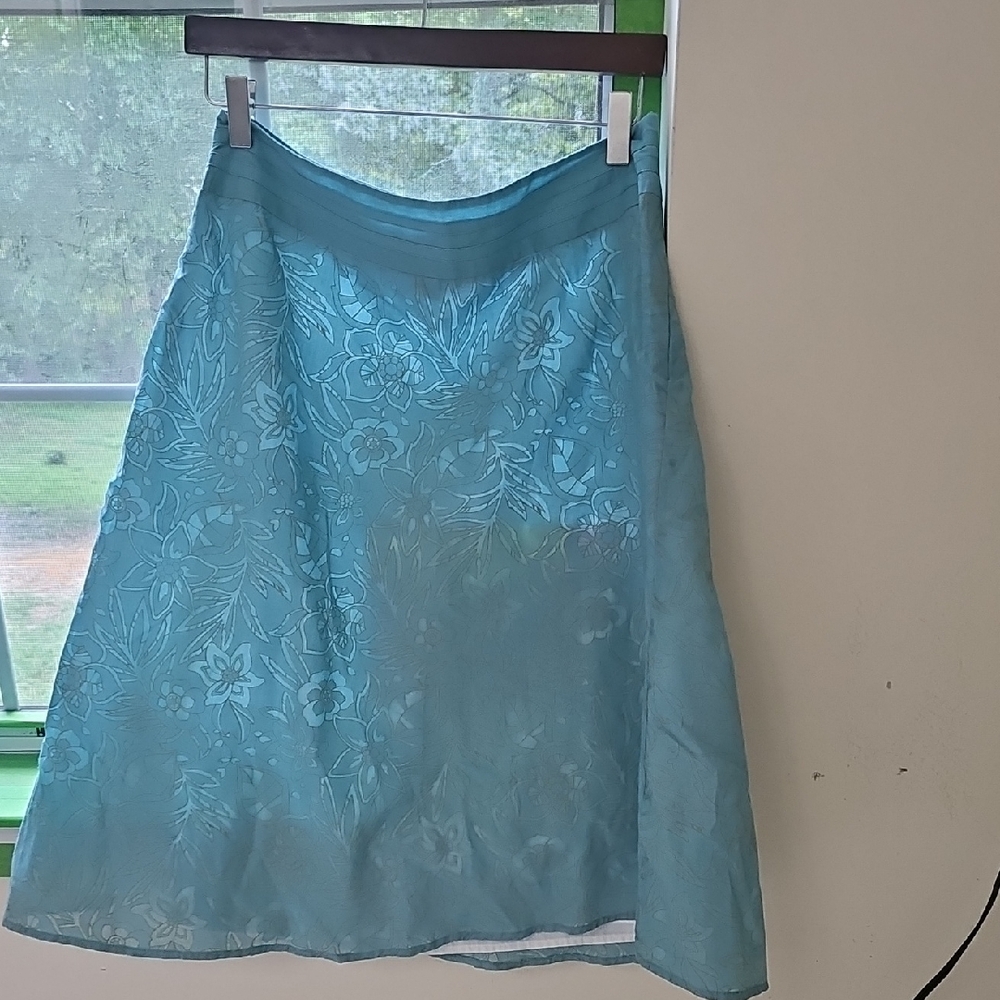 Croft & Barrow Teal Floral A-Line Skirt